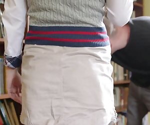 girl with glasses gets fucked in the library