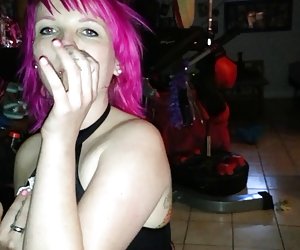PINK HAIR SLOPPY DEEPTHROAT FACEFUCK CUM ALL OVER HER FACE
